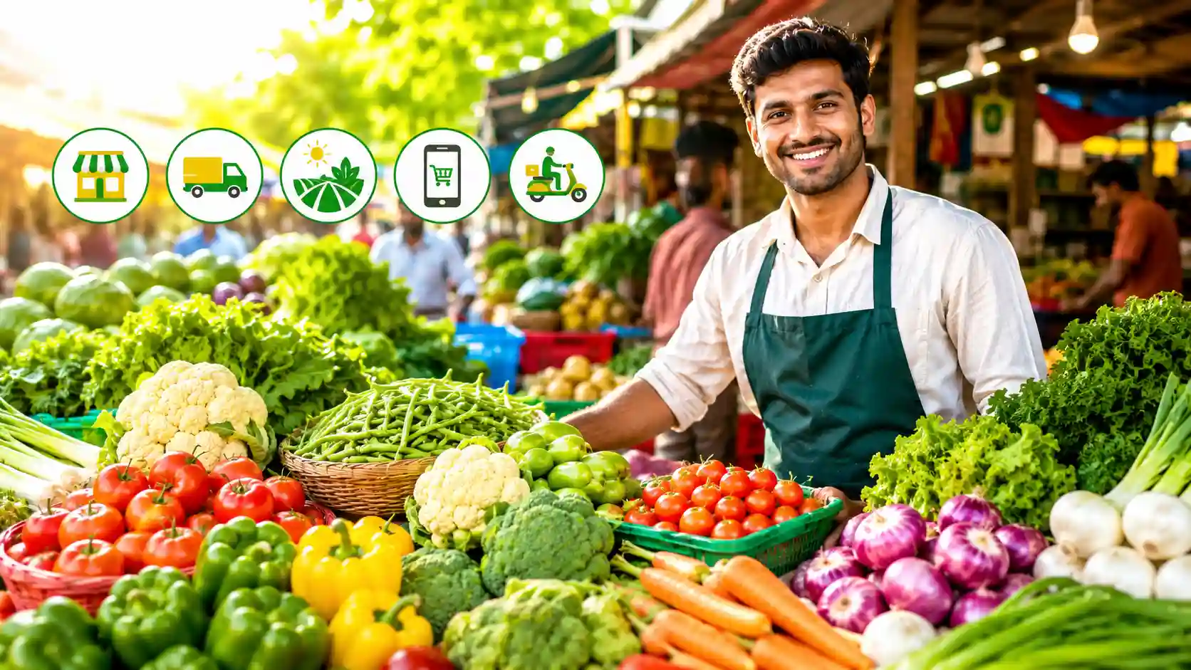 Vegetable Business में सब्जी बेचता हुआ सब्जी वाला