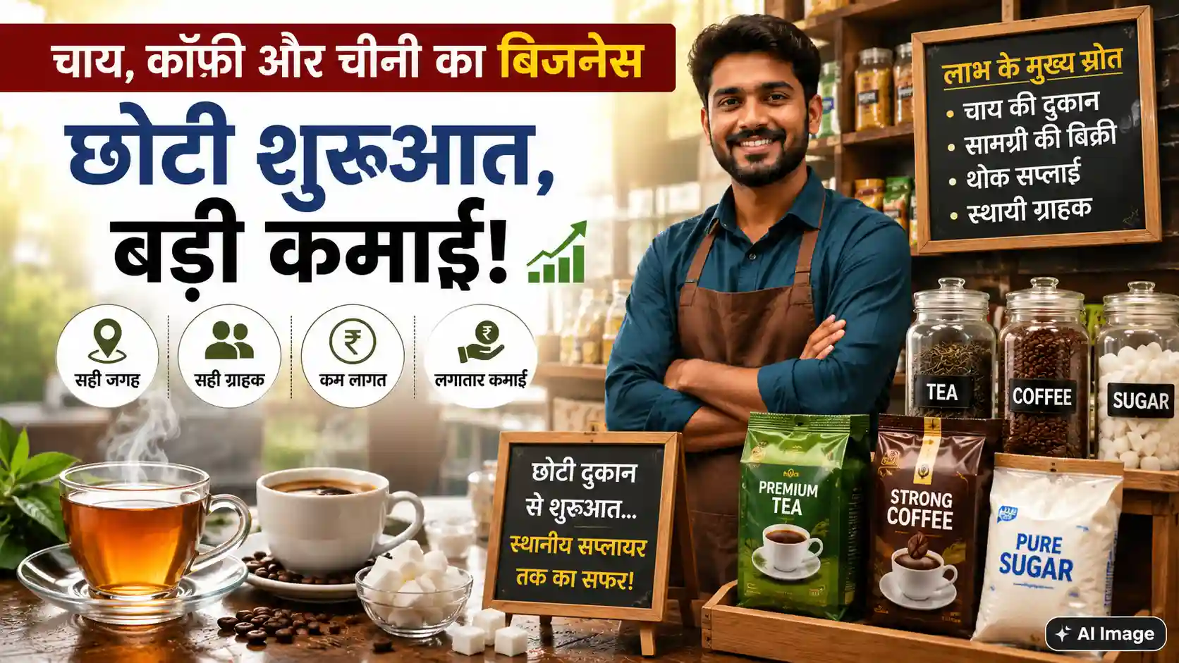 चाय कॉफी और चीनी का बिजनेस